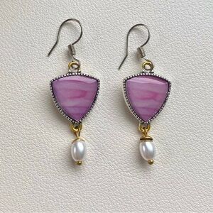 Elegant Pink and Gold Dangle Earrings